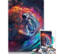 Puzzles pour Adolescents 1000 pièces Puzzle Astronaute Surf, Jouet éducatif intellectuel décompressant Jeu éducatif pour Anniversaire, Noël 38x26cm