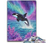 Puzzles pour Adolescents 1000 pièces Puzzle Baleine Bleue psychédélique Difficile à compléter mais Amusant et Humoristique Jeu éducatif pour Anniversaire 26x38cm
