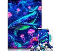 Puzzles pour Adolescents 1000 pièces Puzzle Baleine psychédélique, Jouet éducatif intellectuel décompressant pour Anniversaire, Noël 50x75cm