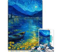 Puzzles pour Adolescents 1000 pièces Puzzle Bateau sous Le Ciel Nocturne, Jeux éducatifs, décoration d'intérieur, Cadeau d'anniversaire, Cadeaux, Art Mural 38x26cm