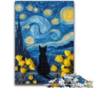 Puzzles pour Adolescents 1000 pièces Puzzle Chat sous Le Ciel étoilé, adapté aux Personnes de 14 Ans et Plus Difficile à Terminer mais Amusant et Humoristique Superbe Cadeau 26X38CM