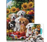 Puzzles pour Adolescents 1000 pièces, Puzzle Chiot Pique-Nique, Jouets éducatifs, Jeux Anti-Stress, Superbes Cadeaux et Jouets 50x75cm