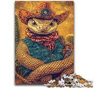 Puzzles pour Adolescents 1000 pièces Puzzle Cowboy Serpent Anti-Stress Staycation Tuer Le Temps avec Affiche et Fiche Trivia Assorties 26x38cm
