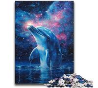 Puzzles pour Adolescents 1000 pièces Puzzle Dauphin Cosmique Jouets éducatifs Décoration intérieure Unique et Cadeaux pour Les 14 Ans et Plus 38x26cm