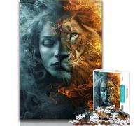 Puzzles pour Adolescents 1000 pièces, Puzzle Femme Lion, Jeux éducatifs, décoration d'intérieur, Cadeau d'anniversaire, Cadeaux, Art Mural 38x26cm