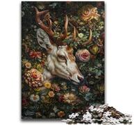 Puzzles pour Adolescents 1000 pièces Puzzle Floral Cerf Jeux éducatifs Décoration d'intérieur Collection d'artistes, Beaux-Arts 38x26cm