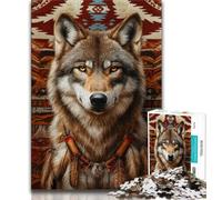 Puzzles pour Adolescents 1000 pièces Puzzle Loup Indien, pour Jeu éducatif Défi Jouet Offrez des Cadeaux pour Toute la Famille 38x26cm