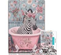 Puzzles pour Adolescents 1000 pièces Puzzle Salle de Bain Zèbre, Anti-Stress Défi Difficile Chaque pièce est Unique - Jeu Familial Stimulant et Amusant (38x26cm)