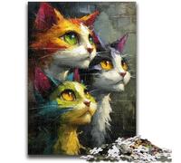 Puzzles pour Adolescents 1000 pièces Puzzle Trois Chats Jeux éducatifs Décoration d'intérieur Collection d'artistes, Beaux-Arts 38x26cm