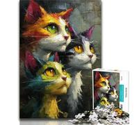 Puzzles pour Adolescents 1000 pièces Puzzle Trois Chats, Jouet éducatif intellectuel décompressant pour Anniversaire, Noël 38x26cm