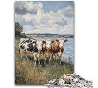 Puzzles pour Adolescents 1000 pièces Puzzle Trois Vaches Jouets éducatifs Décoration intérieure Unique et Cadeaux pour Les 14 Ans et Plus 50x75cm
