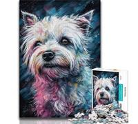 Puzzles pour Adolescents 1000 pièces, Puzzles aquarelles Bichon Frise pour Adolescents, Jeux éducatifs, décoration Murale, Cadeaux d'anniversaire et de Noël Uniques (Taille 75x50cm)