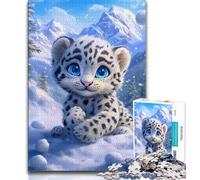 Puzzles pour Adolescents 1000 pièces, Puzzles bébé léopard des neiges pour Adolescents, éducatifs et éducatifs, idéal comme Cadeau pour Toute la Famille (Taille 38x26cm)