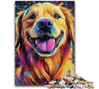Puzzles pour Adolescents 1000 pièces Puzzles Golden Retriever Heureux, Anti-Stress Staycation Kill Time Enhance Love Between Couples (26x38cm)