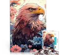 Puzzles pour Adolescents 1000 pièces pygargue à tête Blanche Parmi Les Fleurs Jeu intellectuel Une œuvre d'art 38x26cm