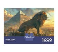 Puzzles pour Adolescents 1000 Pièces Pyramid Lion Statue Ancient Egypt's Majesty Unveiled Puzzles pour Adultes, Jouets À Monter Soi-même, Analyse Et Logique, Activités Ludiques À La Maison, 38x26cm/1