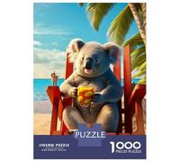 Puzzles pour Adolescents 1000 Pièces Raccoon Healing The Beach Puzzles pour Adolescents, Jouet, Décoration Murale, Décoration Intérieure, Interaction Parent-Enfant 38x26cm/1000pcs