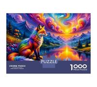 Puzzles pour Adolescents 1000 Pièces Rainbow Fox Fantasy Landscape Puzzle pour Adultes Jeux Relaxants Décoration Parfaite pour Les Joueurs 52x38cm/1000pcs