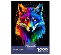 Puzzles pour Adolescents 1000 Pièces Rainbow Fox Pop Art Fox Co Puzzle Adulte Jeux De Société en Famille Anti-Stress Jeu Stimulant Cadeaux 52x38cm/1000pcs