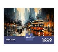 Puzzles pour Adolescents 1000 Pièces Rainy Cityscape with Bus Puzzles pour Adultes - Décoration Murale - Jeu D'analyse Et De Logique - Cadeau Stimulant 38x26cm/1000pcs