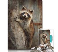 Puzzles pour Adolescents 1000 pièces Raton Laveur dans Un Arbre, Jouet éducatif Anti-Stress, idéal comme Cadeau pour Toute la Famille (75x50cm)