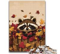 Puzzles pour Adolescents 1000 pièces Ratons laveurs en Automne, adapté aux Personnes de 14 Ans et Plus Difficile à Terminer mais Amusant et Humoristique Superbe Cadeau 26x38cm