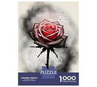 Puzzles Pour Adolescents 1000 Pièces Red And Gray Rose Puzzle Pour Adolescents - Idéal Pour Passer Le Temps À La Maison, Pour Un Anniversaire, Noël, Des Jeux En Famille Et Des Soirées Jeux 52x38cm/100