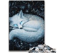 Puzzles pour Adolescents 1000 pièces Renard Blanc endormi Jouets éducatifs Jeux Anti-Stress Décoration d'intérieur Unique et Cadeaux 26x38cm