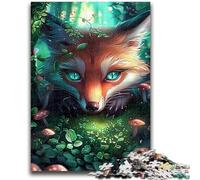 Puzzles pour Adolescents 1000 pièces Renard coloré Champignon Jeux éducatifs Décoration de la Maison Jeu éducatif pour Anniversaire, Noël 26x38cm