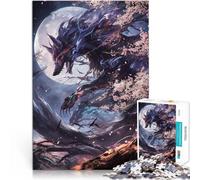 Puzzles pour Adolescents 1000 pièces Renard Kitsune Noir Réduction du Stress intéressante Cadeau d'anniversaire, Cadeaux 75x50cm