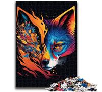 Puzzles pour Adolescents 1000 pièces Renard néon Jeu Familial Soulagement du Stress Défi Difficile Cadeaux du Père Noël Secret 50x75cm