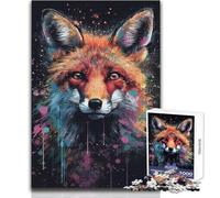 Puzzles pour Adolescents 1000 pièces Renard Peinture Vacances à la Maison Jeu Manuel pour Passer Le Temps Cadeaux de Père Noël Secret (Taille 38x26cm)