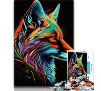 Puzzles pour Adolescents 1000 pièces Renard Pop Art Animal Puzzles Adultes Anti-Stress Défi Difficile Cadeaux du Père Noël Secret 38x26cm
