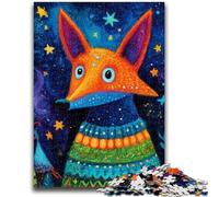 Puzzles pour Adolescents 1000 pièces Renard Portant Un Foulard Jeux éducatifs Décoration d'intérieur Cadeau d'anniversaire, Cadeaux pour 14 Ans et Plus 26x38cm