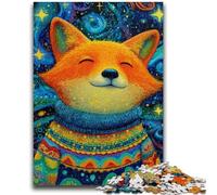 Puzzles pour Adolescents 1000 pièces Renard Portant Un Foulard Soulagement du Stress Défi Difficile Convient pour la décoration de Bureau 50x75cm
