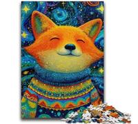 Puzzles pour Adolescents 1000 pièces Renard Portant Un Foulard Soulagement du Stress Défi Difficile Convient pour la décoration de Bureau 26x38cm