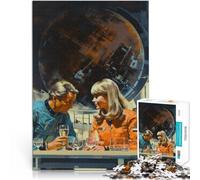 Puzzles pour Adolescents 1000 pièces Rendez-Vous Spatial Vintage Staycation Tuer Le Temps Décoration d'intérieur 52x38cm