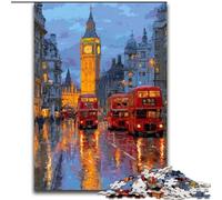Puzzles pour Adolescents 1000 pièces représentant des scènes de Rue de Londres,des Analyses et des Jeux de logique,avec des pièces de Formes aléatoires entièrement emboîtables,à partir de 14 Ans