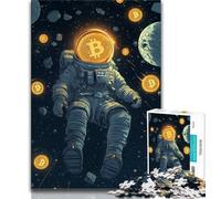 Puzzles pour Adolescents : 1000 pièces représentant l'astronaute Bitcoin, Un défi à relever, mais Amusant et Humoristique, des Cadeaux d'anniversaire et des idées Cadeaux Uniques (38x26cm)