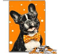 Puzzles pour Adolescents 1000 pièces représentant Un Bouledogue Portant Un nœud Papillon,Analyse et logique,avec des pièces de Formes aléatoires entièrement emboîtables,à partir de 14 Ans (26x38cm)