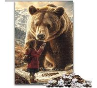 Puzzles pour Adolescents 1000 pièces représentant Un Ours Brun et Une Petite Fille, activité familiale, décoration d'intérieur Unique et Cadeaux pour Les 14 Ans et Plus (Taille 50x75cm)