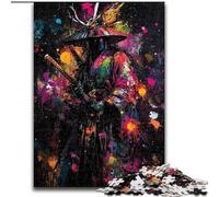 Puzzles pour Adolescents 1000 pièces représentant Un samouraï Ninja,Peinture à l'huile,Anti-Stress,avec pièces entièrement emboîtables de Formes aléatoires,pour Les Enfants de 14 Ans et Plus 26x38cm