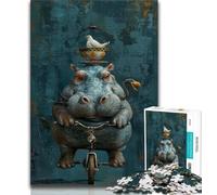 Puzzles pour Adolescents 1000 pièces Rhinocéros à vélo Puzzles pour Adolescents, Jeux éducatifs Décoration Murale Cadeaux d'anniversaire et de Noël Uniques (Taille 38x26cm)