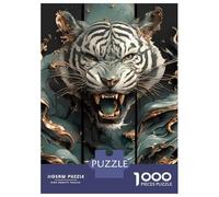 Puzzles Pour Adolescents 1000 Pièces Roaring Tiger Teal And Gold Art Puzzle Pour Adolescents Course De Vitesse Manuelle Difficile Et Stimulant Jeu Amusant Et Stimulant Pour Toute La Famille 38x26cm/10