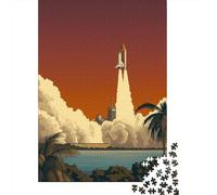 Puzzles pour Adolescents 1000 Pièces Rocket Launch Poster Puzzles pour Adultes Course De Vitesse Manuelle pour Anniversaire, Noël Jeu Stimulant Cadeaux 70x50cm/1000pcs