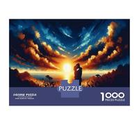 Puzzles pour Adolescents 1000 Pièces Romantic Sunset Silhouette Puzzle pour Adultes Jeux Relaxants Vacances À La Maison Passer Le Temps Difficile À Compléter 52x38cm/1000pcs