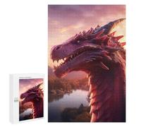 Puzzles pour adolescents 1000 pièces Rouge Ruby Dragon Puzzle pour Adultes Jeu d'ingéniosité Décoration de la Maison Cadeaux pour Réduire Le Stress 1000 PCS