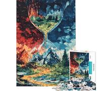 Puzzles pour Adolescents 1000 pièces Sablier de la Nature︰ Puzzles Feu et Glace pour Adultes Jeu Manuel Une œuvre d'art Interaction Parent-Enfant (Taille 38x52cm)