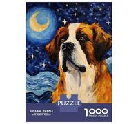 Puzzles pour Adolescents 1000 Pièces Saint Bernard Starry Night Puzzles pour Adolescents Jeu Familial pour Améliorer La Mémoire Cadeaux De Noël Et d'anniversaire 70x50cm/1000pcs