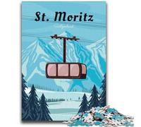 Puzzles pour Adolescents 1000 pièces Saint-Moritz Suisse Jeu éducatif Défi Jouet Décoration Murale Cadeaux d'anniversaire et de Noël Uniques (Taille 50x75cm)